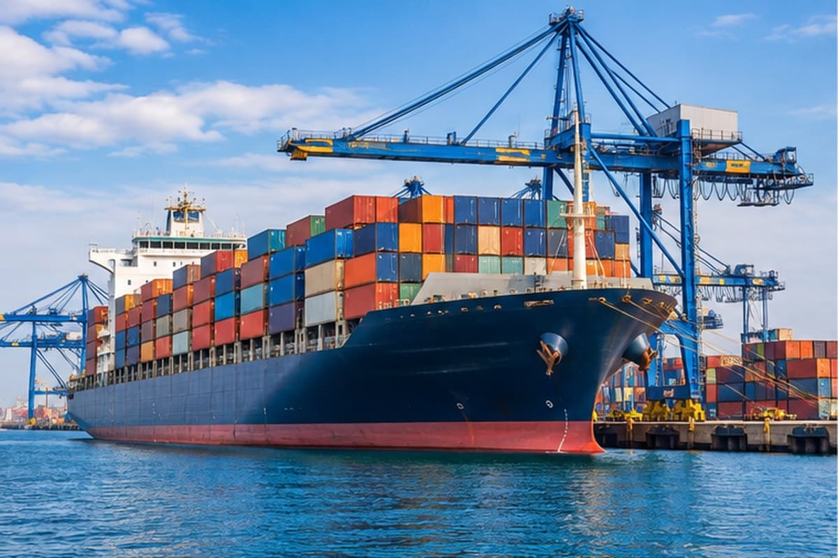 Sea cargo container ship shipping from the UK to Pakistan